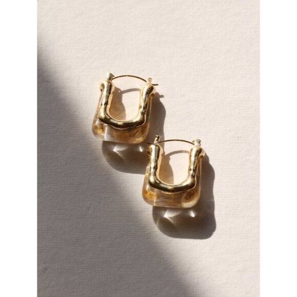 14K Gold Filled White Resin Earrings - Picture 1 of 7